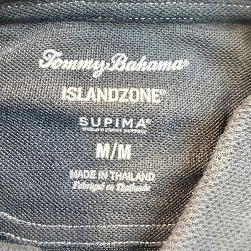 Tommy Bahama IslandZone Supima Polo Charcoal Blue Mens Medium Stretch Golf